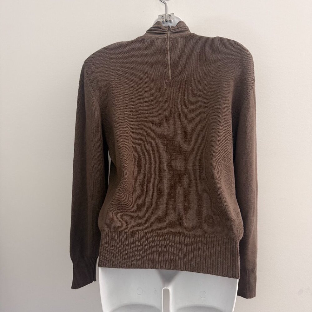 Vintage Ciao Ltd Mushroom Brown Mock Neck Zip Sweater | Size 12 - Picture 5 of 9